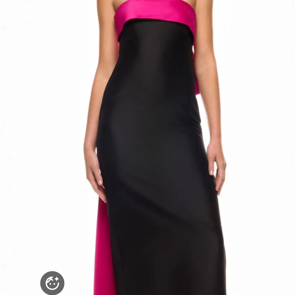 Badgley Mischka Strapless Black and Pink Dress
